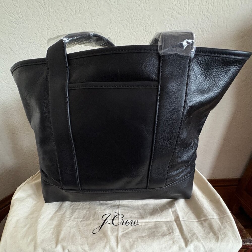 J. Crew black leather tote - NWT